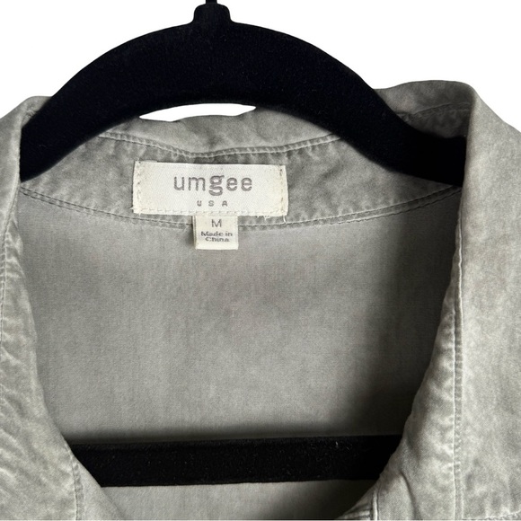 Umgee Sleeveless Button Down Dress Lace Ruffle Trim Gray Mineral Wash Size M - Picture 4 of 9